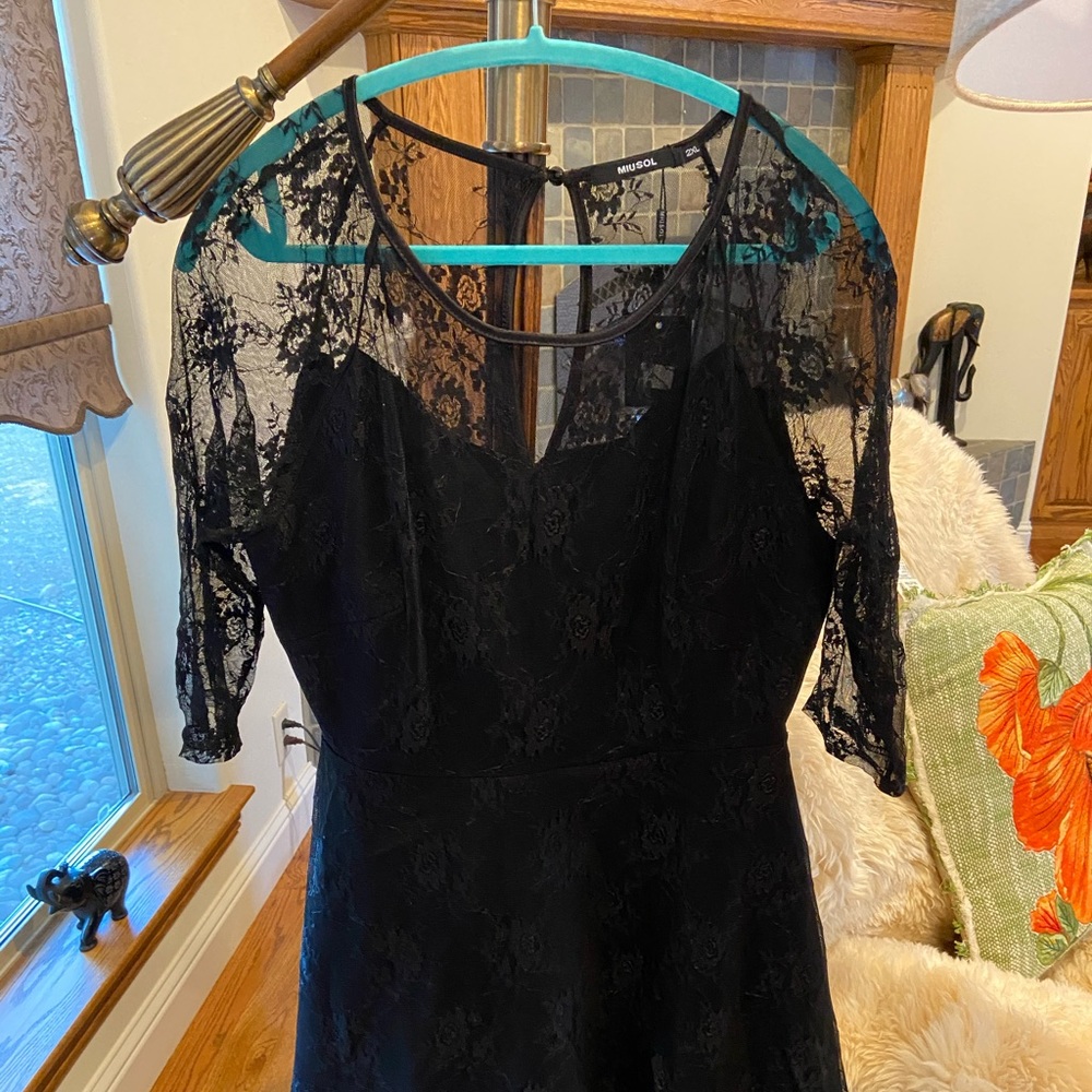 Vintage Floral Lace Little Black Dress Sz XXL